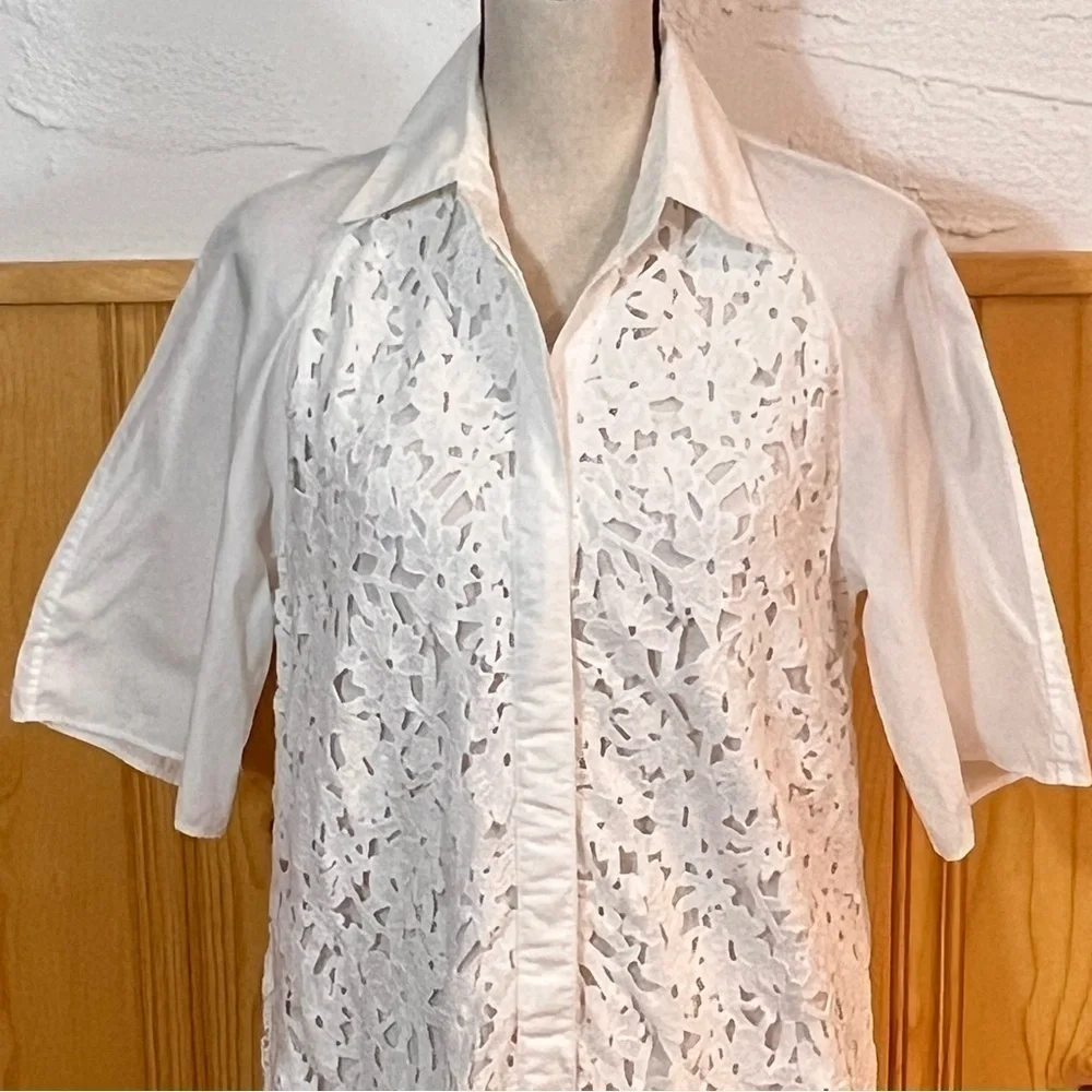 COS Broderie Anglaise White Shirt Dress Sz-4